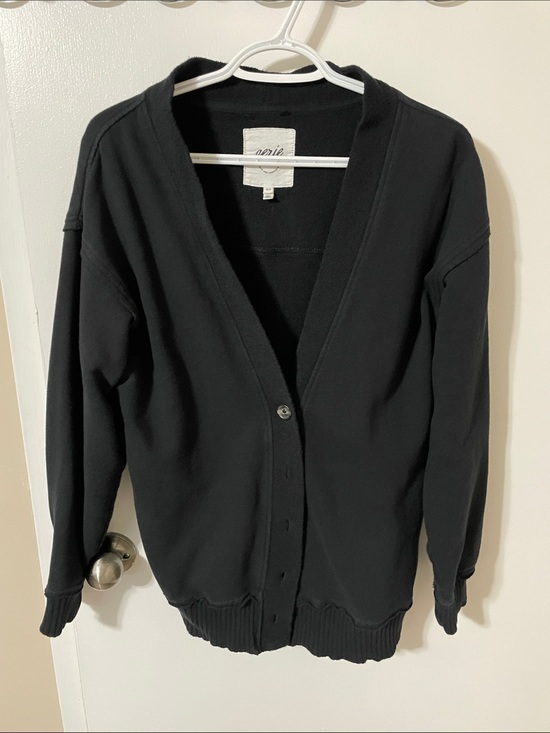 aerie Tops - Aerie Black Button-Front V-Neck Sweatshirt Size Small